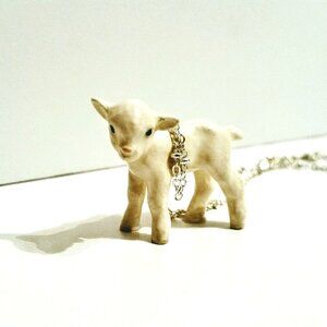 Porcelain baby lamb necklace, cow necklace, llama zebra ceramic pendant